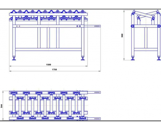 Roller conveyor for logs-Rolgang